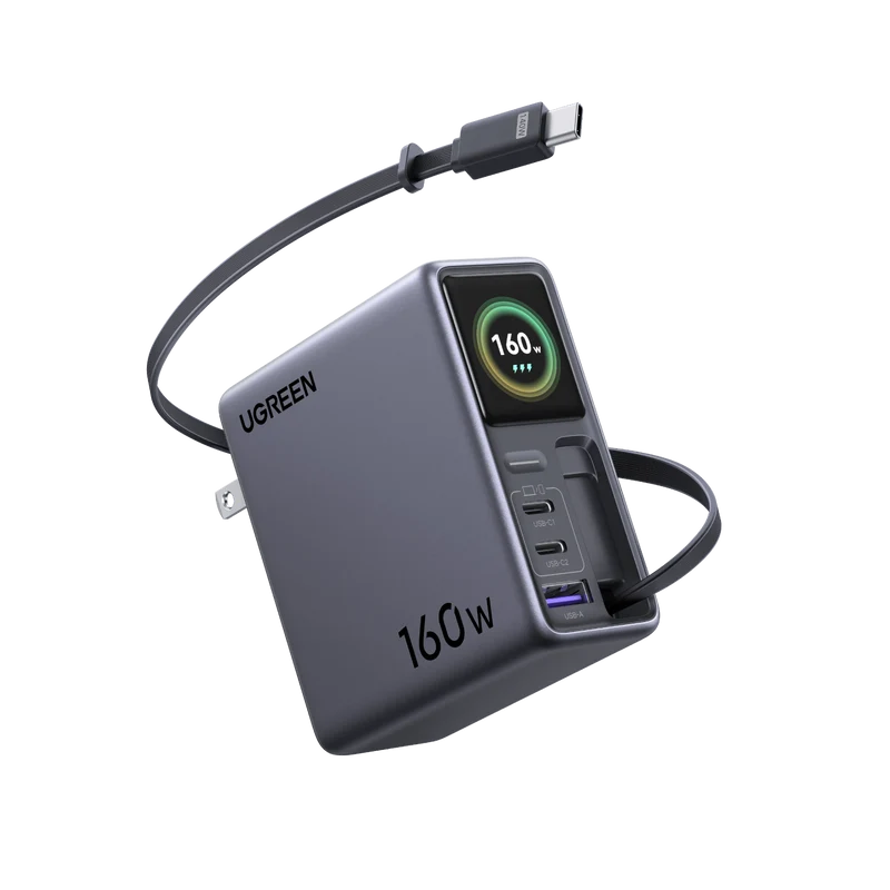 UGREEN Nexode Pro 160W Charger with Retractable USB-C Cable