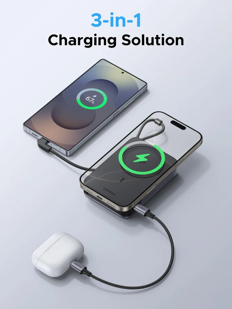 UGREEN 10000mAh Qi2 15W Magnetic Power Bank