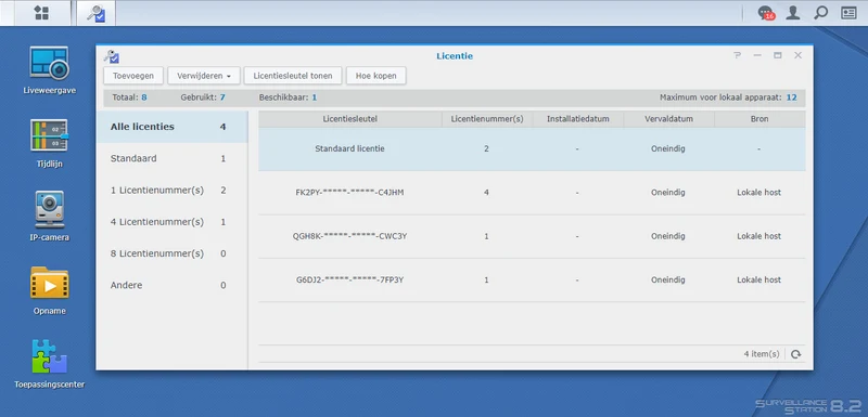 4 camera's Synology Camera License - Automatisch 24/7 direct per E-mail verzonden