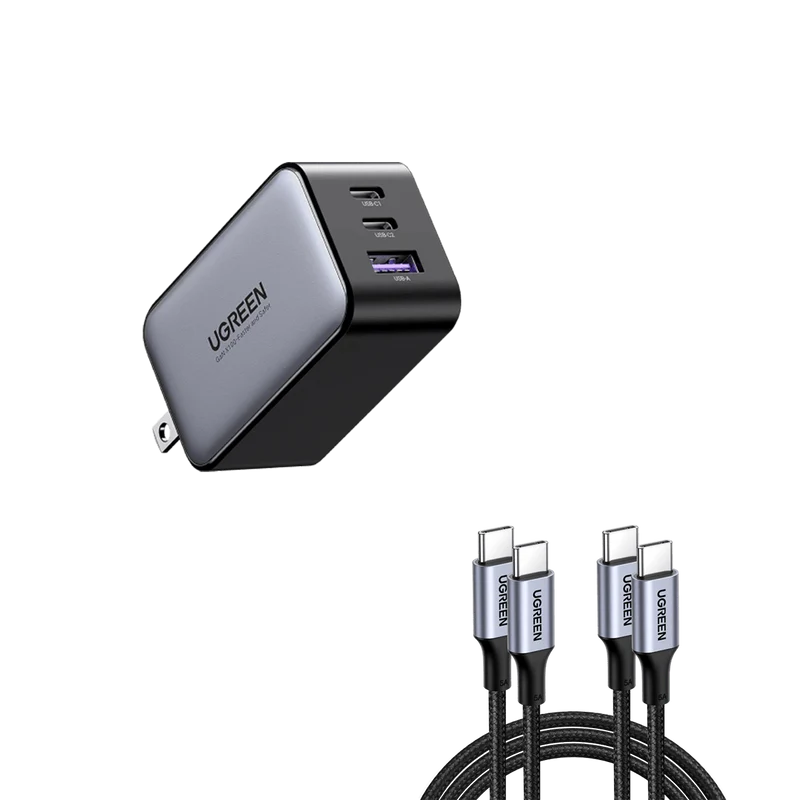UGREEN Nexode 65W USB C GaN Charger-3 Ports Wall Charger Bundle
