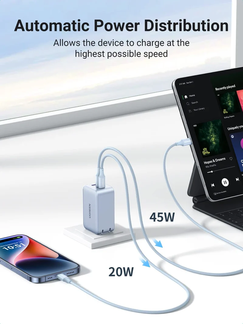 UGREEN Nexode 65W USB C GaN Charger-3 Ports Wall Charger Bundle