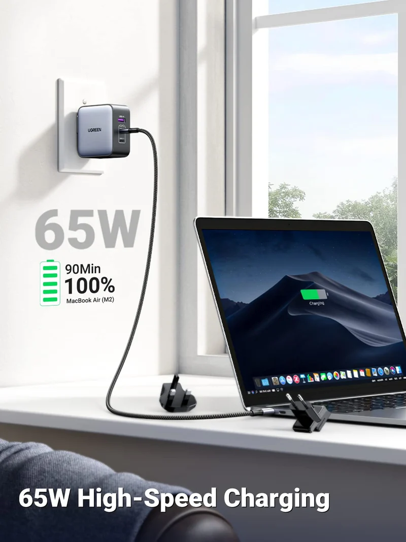 UGREEN Nexode 65W 3-Port Travel Charger with US/UK/EU Plug