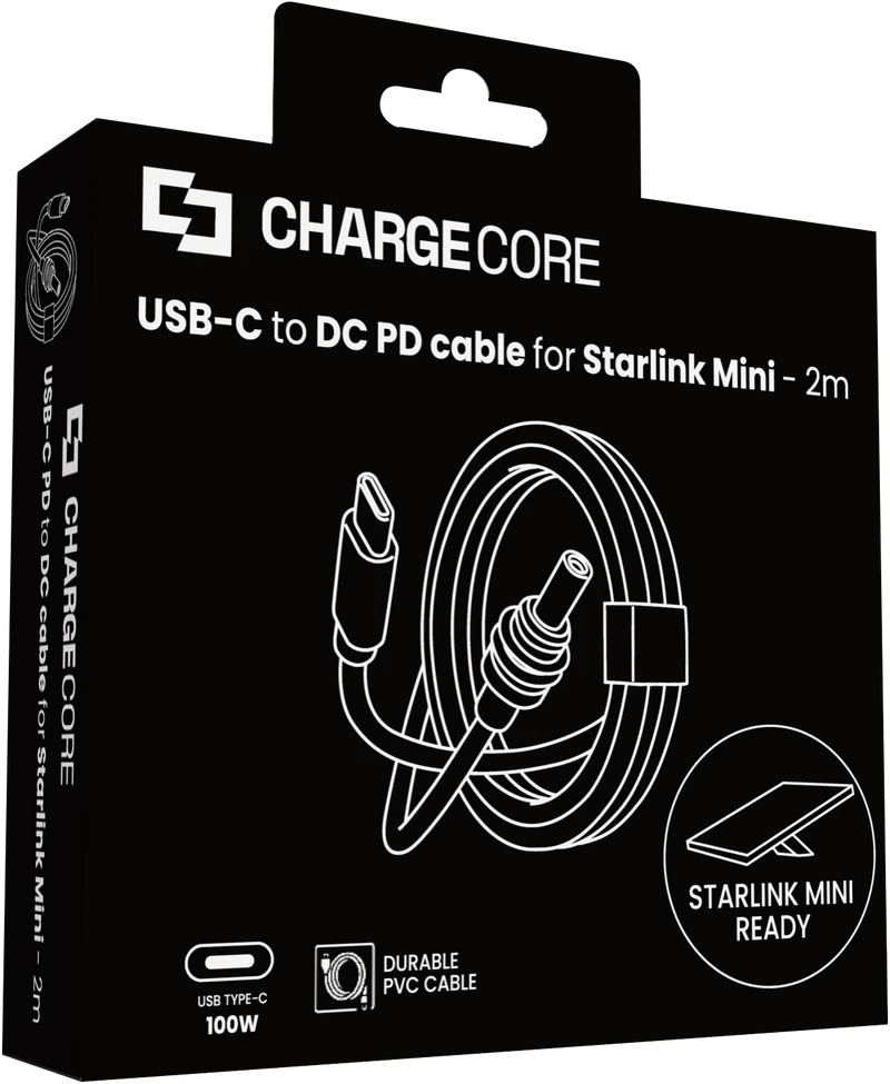 ChargeCore Starlink Mini USB-C to DC 100W Power Cable (2M)