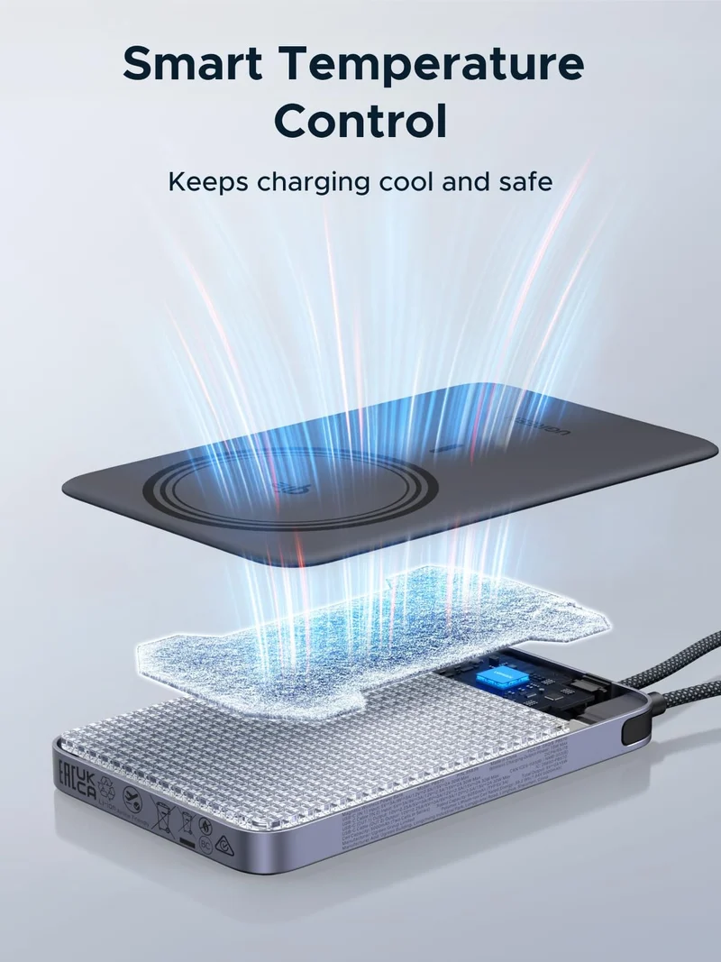 UGREEN MagFlow Air Magnetic Power Bank (10000mAh, Qi2 15W)