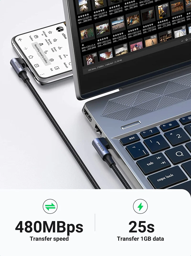 UGREEN USB-C Cable (100W, 90 Degree)