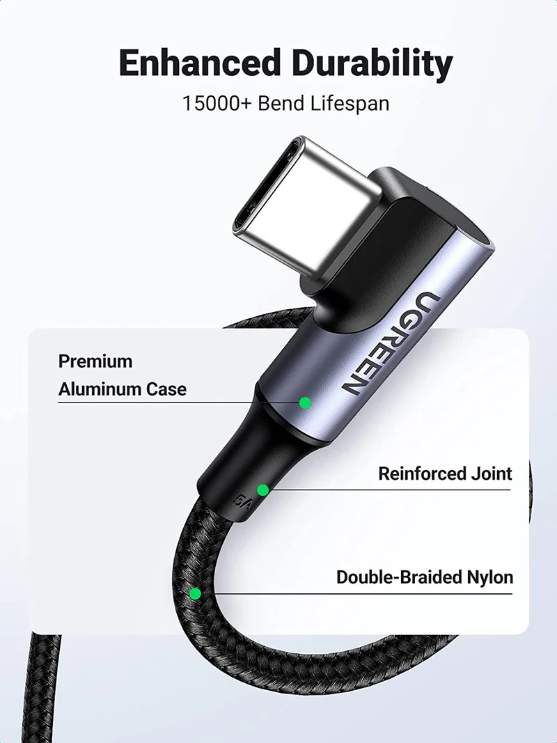 UGREEN USB-C Cable (100W, 90 Degree)