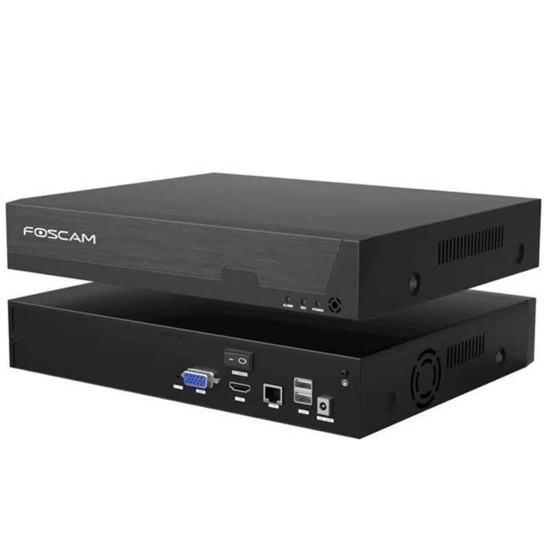Foscam FNA216H | 16-kanaals 4K NVR Recorder | Max 2×16TB HDD | H.264+ | ONVIF | HDMI | Plug & Play | Zwart