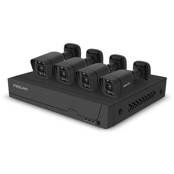 Foscam FNA108E-B4-2T Zwart – 8MP 4K PoE NVR Set met 4 Bullet Camera's en 2TB