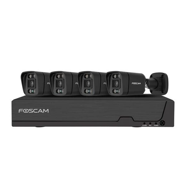 Foscam FN9108E-B4-2T Zwart – 5MP PoE NVR Set met 4 Bullet Camera's en 2TB