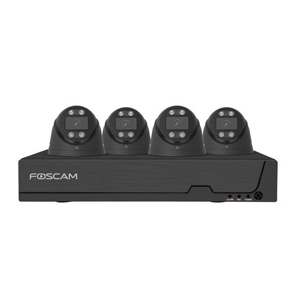 Foscam FN9108E-T4-2T Zwart – 5MP PoE NVR Set met 4 Turret Camera's en 2TB