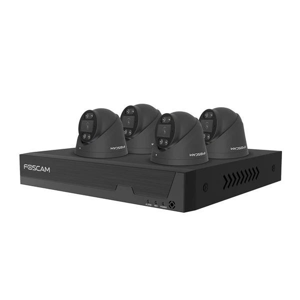 Foscam FN9108E-T4-2T Zwart – 5MP PoE NVR Set met 4 Turret Camera's en 2TB