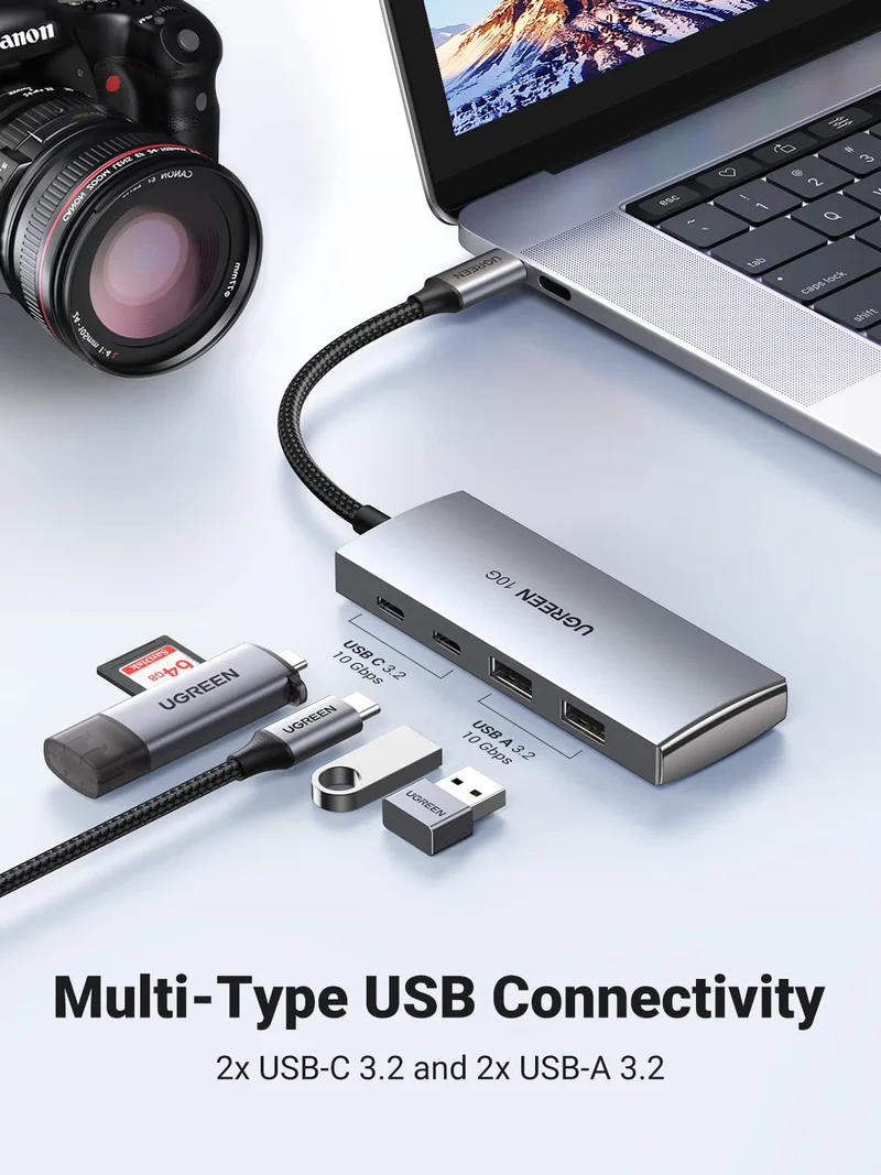 UGREEN USB-C Hub 4-Port USB 3.2 10Gbps Data Hub with 2 USB-C & 2 USB-A