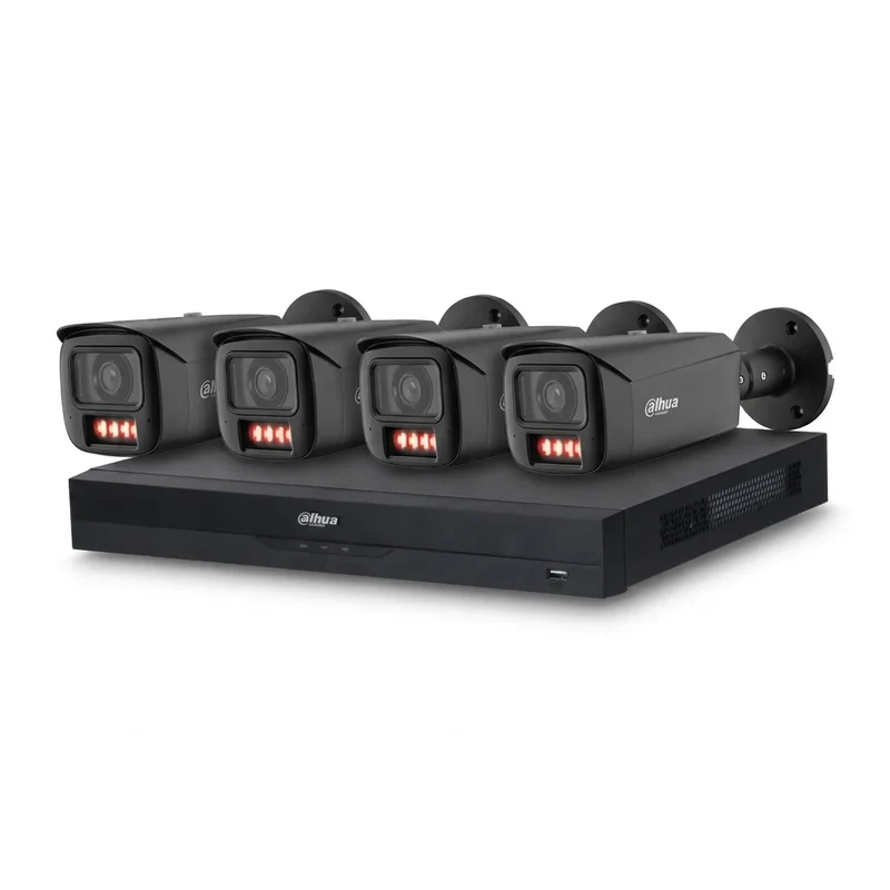 8-Kanaals Dahua AI-Bewaking Pakket met 4x Full-color Bullet-Camera's | 8MP | Kleur zwart