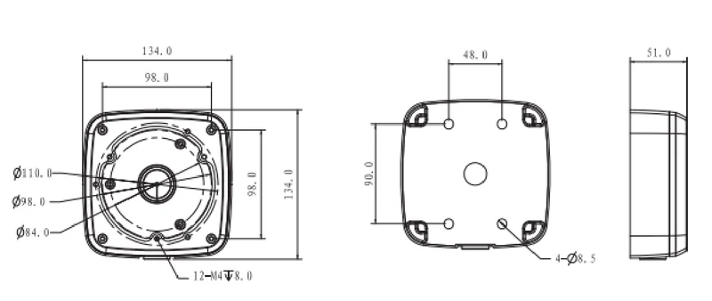 Dahua PFA123 V3 Aluminium Montagebox voor Dome Camera's