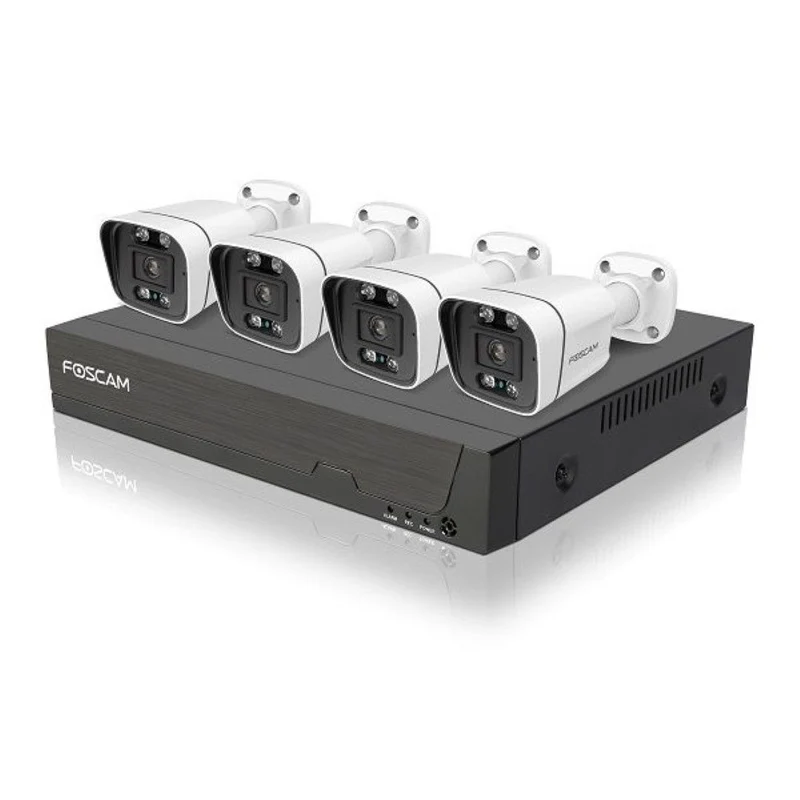 Foscam FNA108E-B4-2T-Wit – 8MP 4K PoE NVR Set met 4 Bullet Camera's en 2TB
