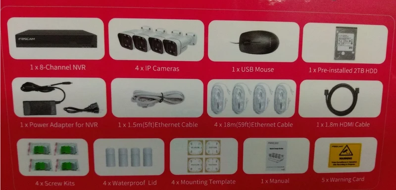 Foscam FNA108E-B4-2T-Wit – 8MP 4K PoE NVR Set met 4 Bullet Camera's en 2TB