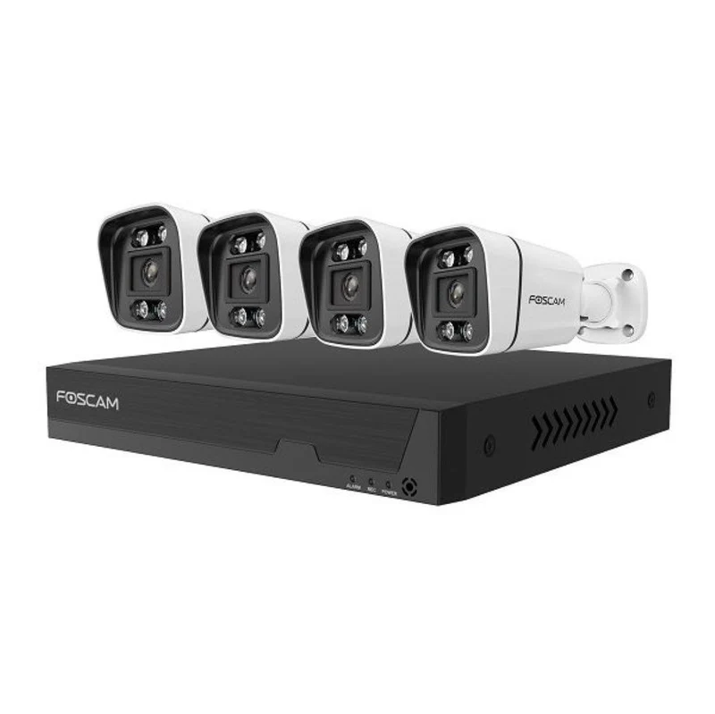 Foscam FN9108E-B4-2T- Wit – 5MP PoE NVR Set met 4 Bullet Camera's en 2TB