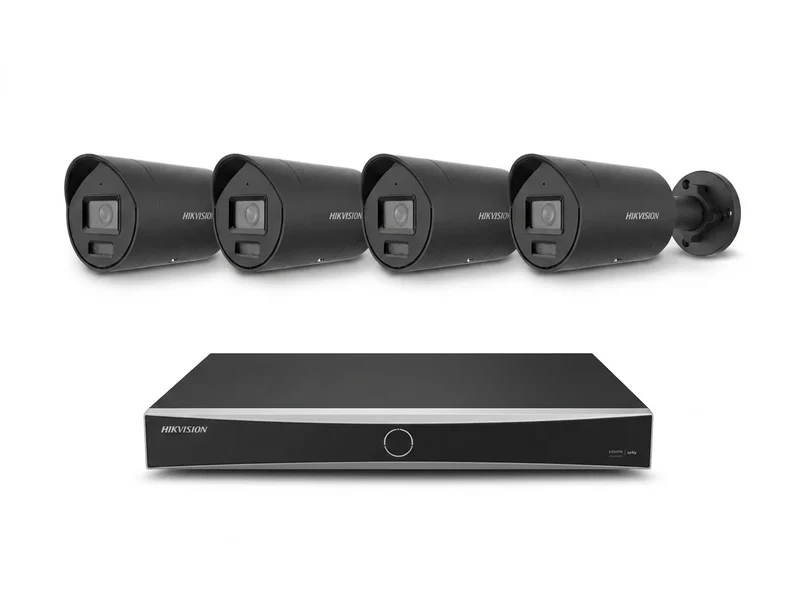 8-Kanaals AcuSense Camera Beveiligingspakket met 1x NVR en 4x 4MP Bullet Camera 2.8mm lens | kleur zwart | 10% bundel korting