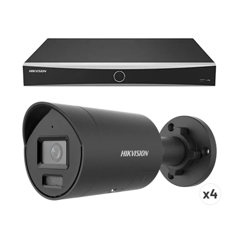 8-Kanaals AcuSense Camera Beveiligingspakket met 1x NVR en 4x 4MP Bullet Camera 2.8mm lens | kleur zwart | 10% bundel korting