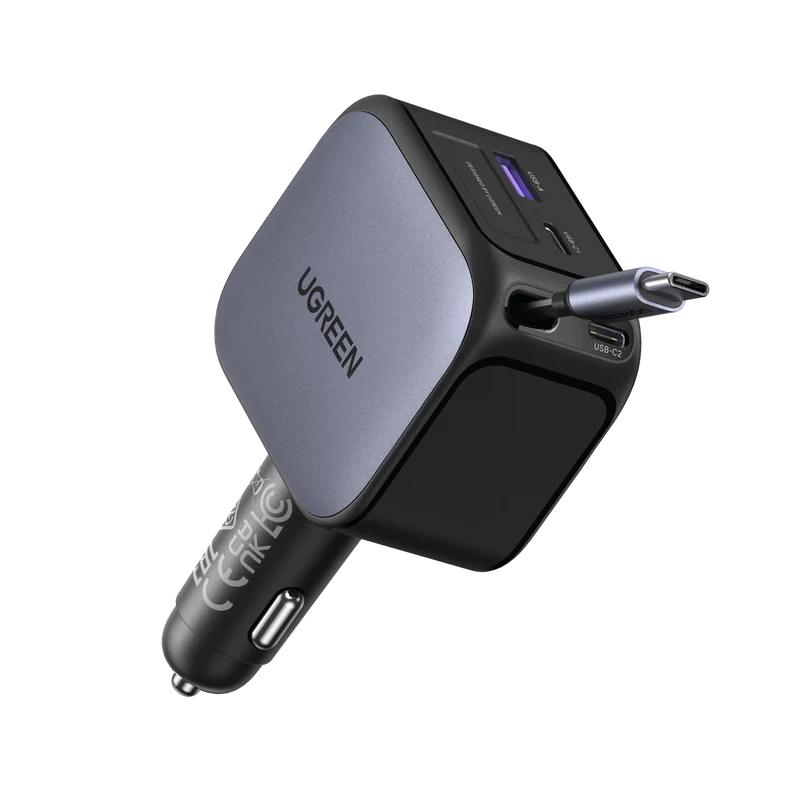 UGREEN Nexode Car Charger 145W with Retractable USB-C Cable