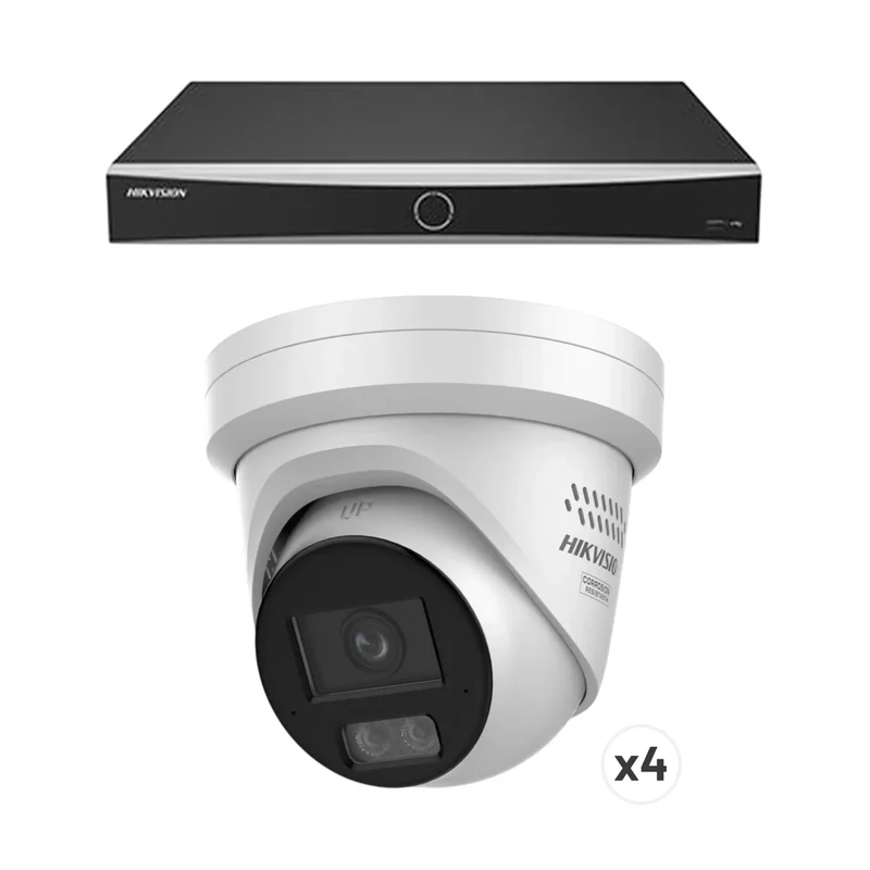 8-Kanaals AcuSense Camera Beveiligingspakket met 1x NVR en 4x 4MP Turret Camera 2.8mm lens | kleur wit | 10% bundel korting