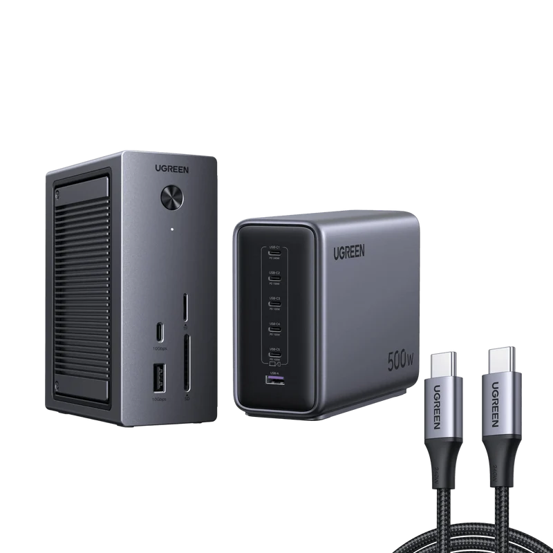 UGREEN 500W Charger + 10-in-1 USB-C Hub Bundle
