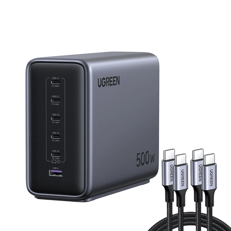 UGREEN 500W Charger + 100W USB-C Cable 2-Pack