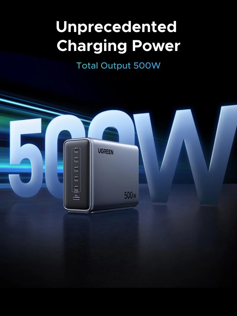 UGREEN 500W Charger + 100W USB-C Cable 2-Pack