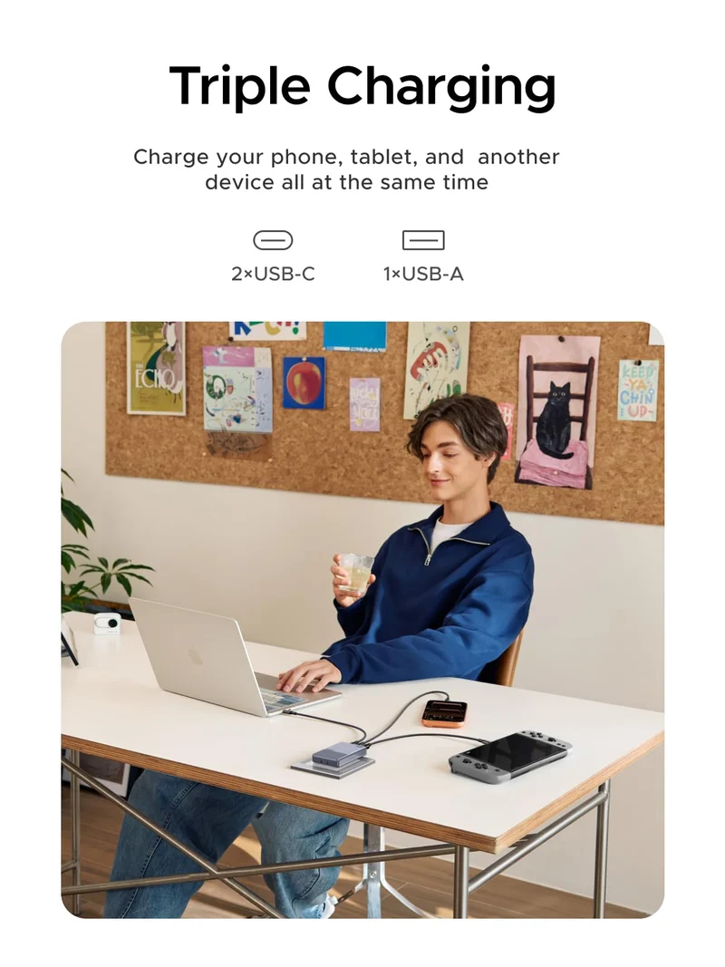 UGREEN Nexode Air Slim Charger (65W, 3-Port, Foldable Plug)