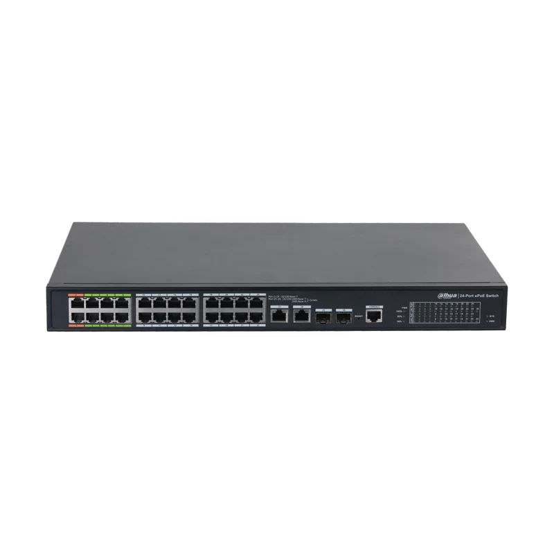 Dahua LR2226-24ET-360-V2 | 24-Poorts Managed ePoE Switch | 360W | ePoE tot 800m | Hi-PoE | Rack-mount | Zwart