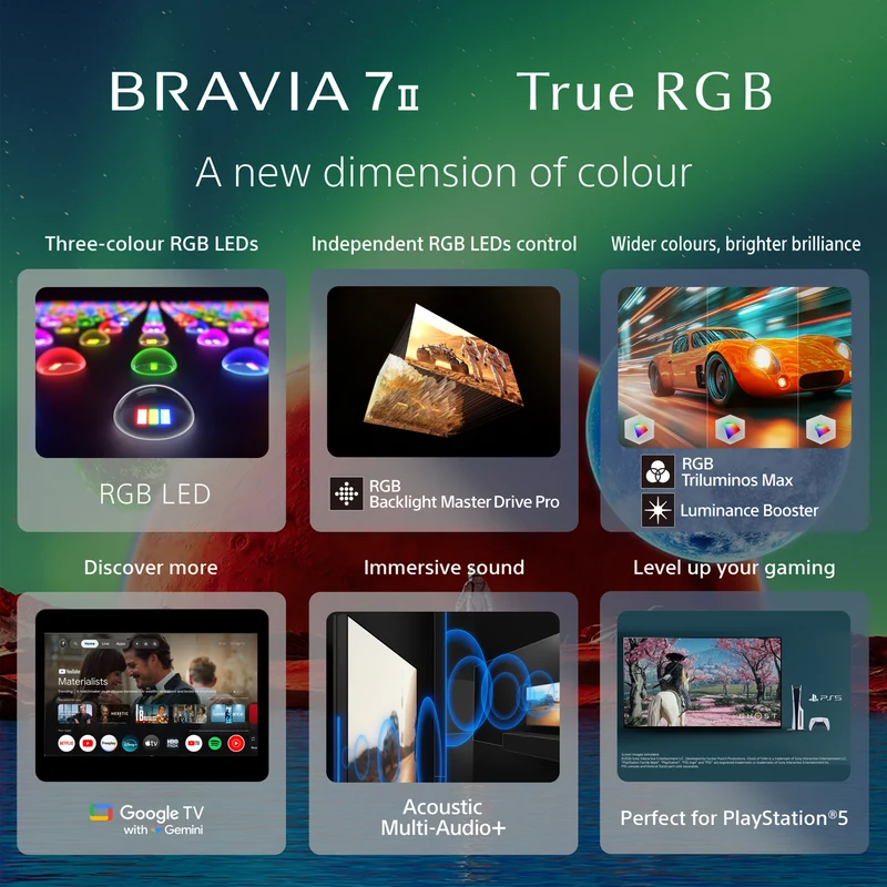 Sony 55" BRAVIA 7 II True RGB 4K AI Google TV with Gemini 2026