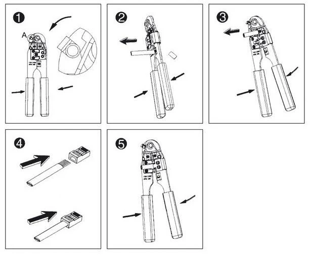 Krimptang voor RJ45 Connectoren – Inclusief Kabel Stripper en Kniptang