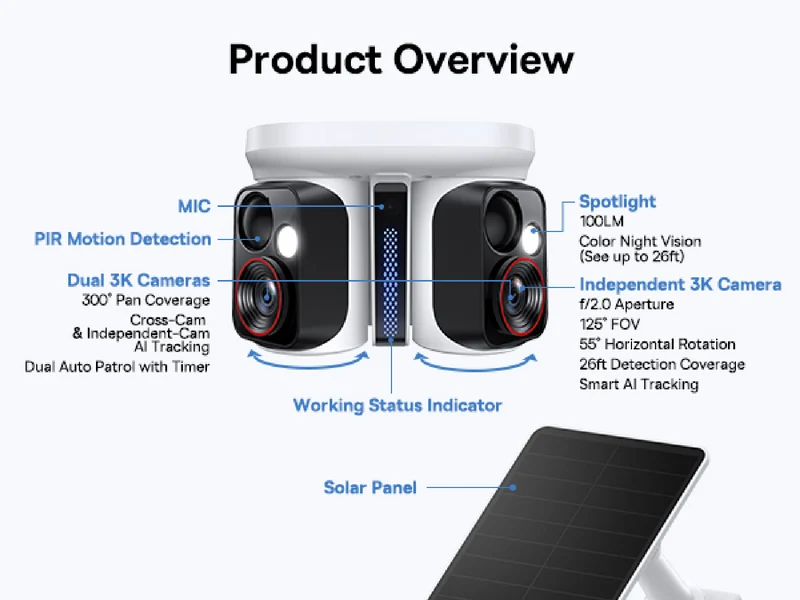 Baseus S2 4K Solar-Powered Outdoor Security Camera