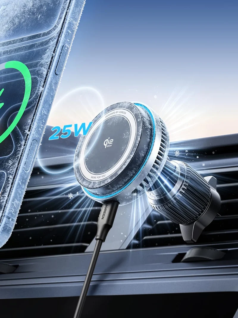 UGREEN MagFlow Pro Qi2 25W Magnetic Car Charger with Cooling