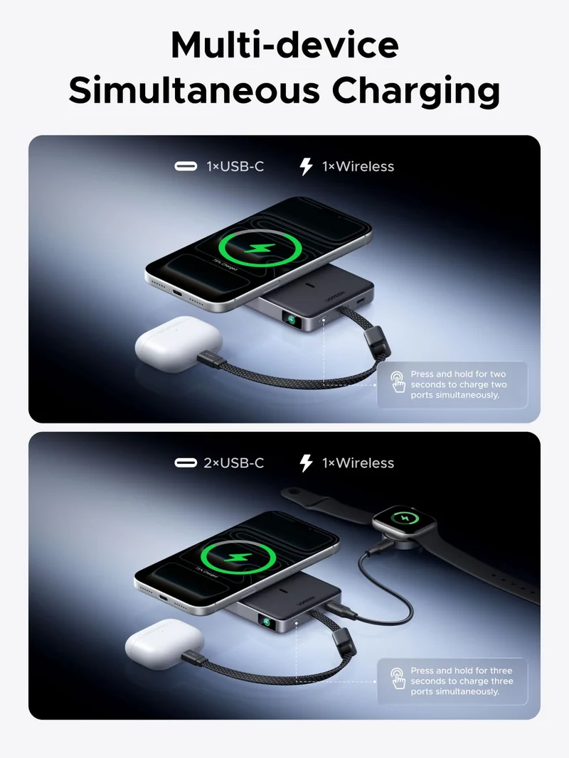 UGREEN MagFlow Pro 10000mAh Qi2 25W Magnetic Power Bank with Liquid Cooling