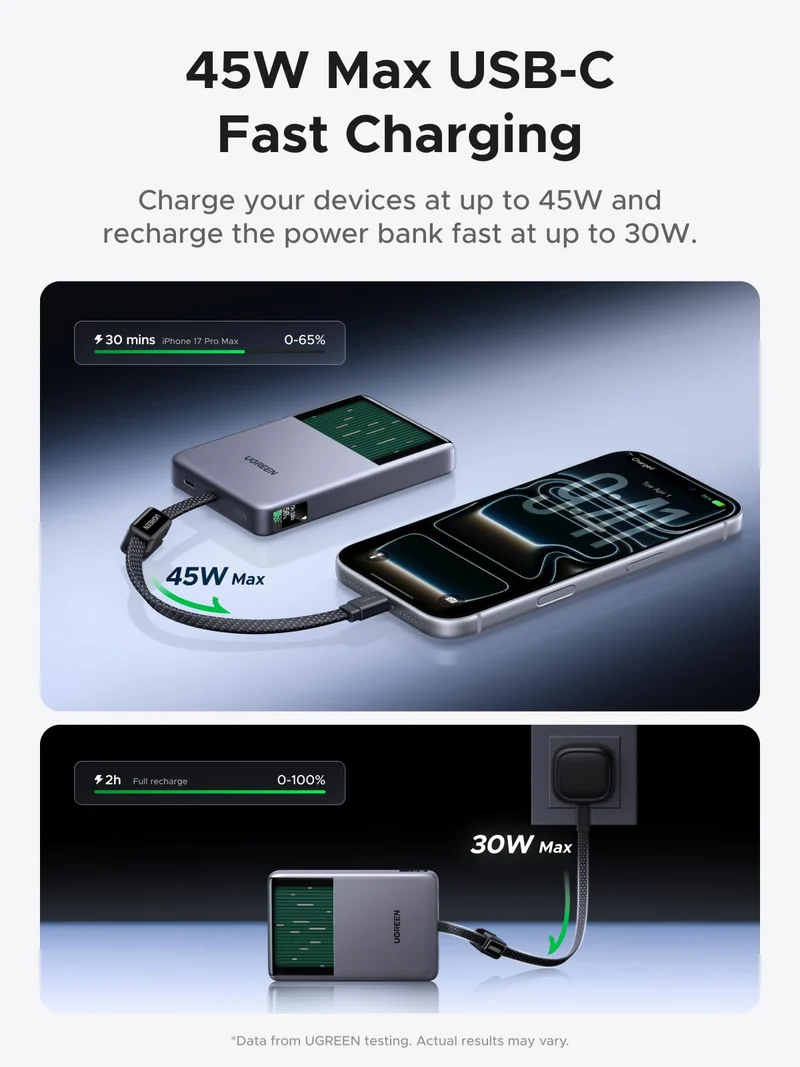 UGREEN MagFlow Pro 10000mAh Qi2 25W Magnetic Power Bank with Liquid Cooling