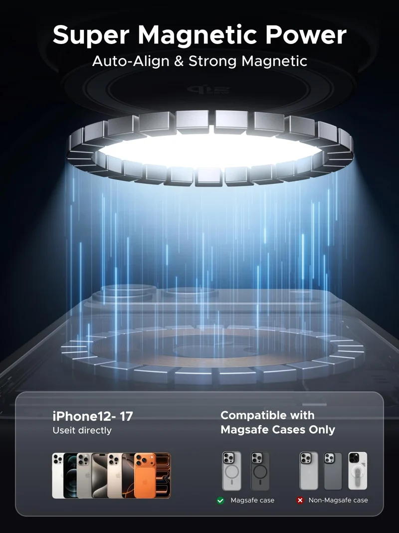 UGREEN MagFlow Pro Qi2 25W 2-in-1 Wireless Charger with Cooling