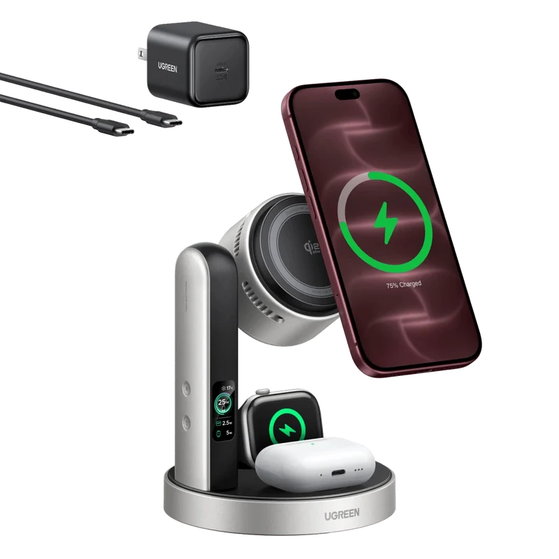 UGREEN MagFlow Pro Qi2 25W 3-in-1 Wireless Charger