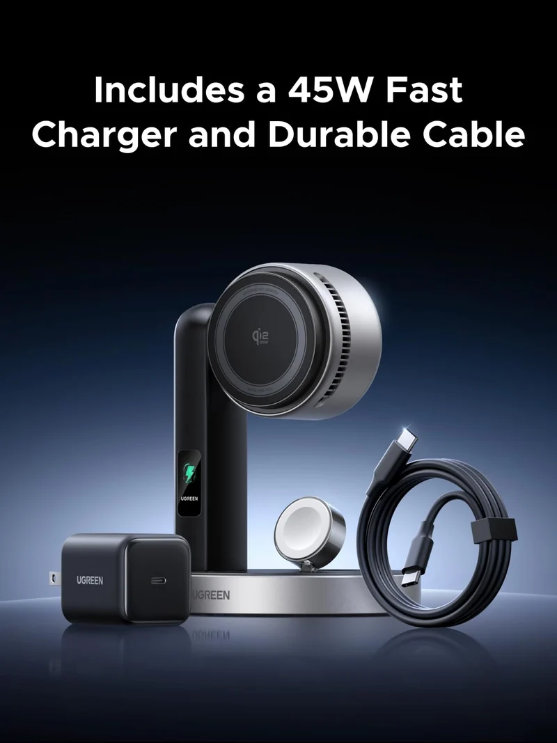 UGREEN MagFlow Pro Qi2 25W 3-in-1 Wireless Charger