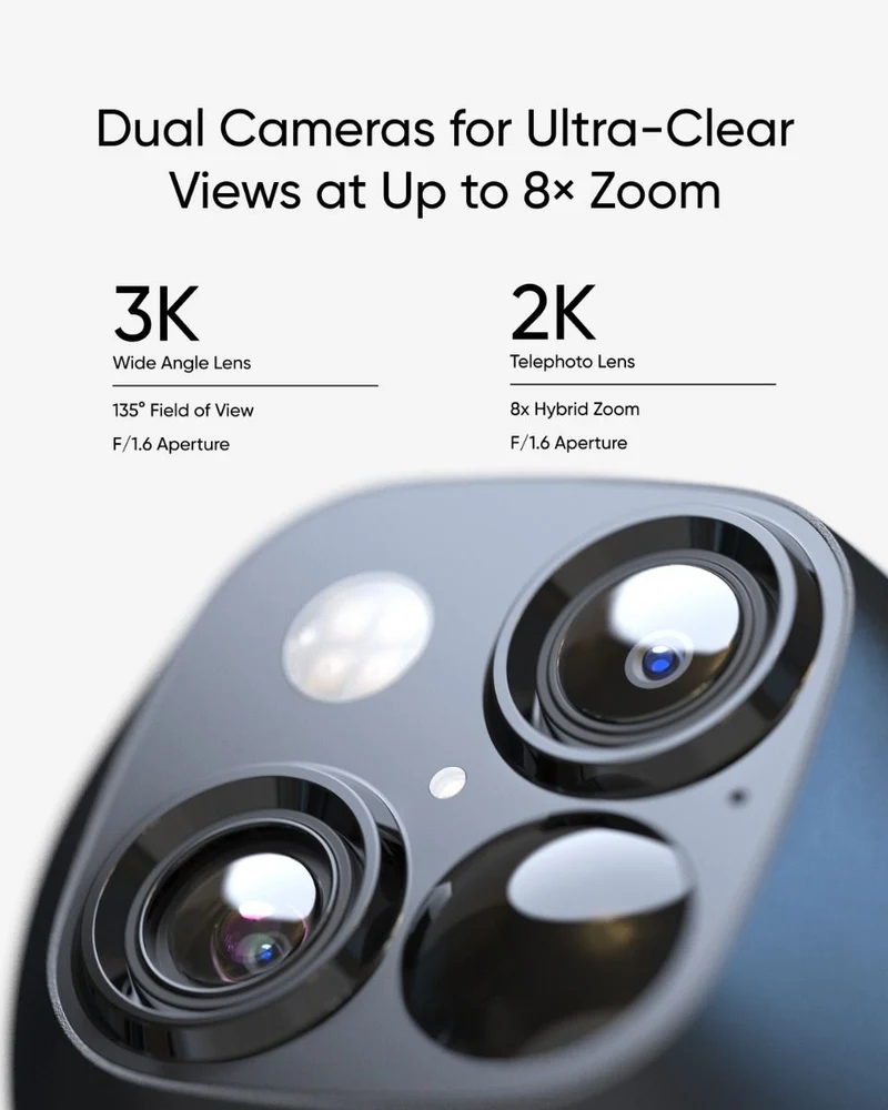 Eufy S340 SoloCam | Dual-Lens 2K+3K | 360° PTZ | 8× Zoom | AI-Tracking | Zonnepaneel | WiFi 6 | IP67