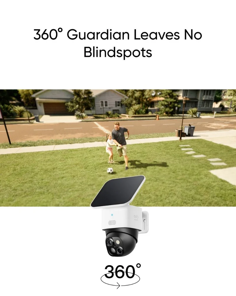 Eufy S340 SoloCam | Dual-Lens 2K+3K | 360° PTZ | 8× Zoom | AI-Tracking | Zonnepaneel | WiFi 6 | IP67