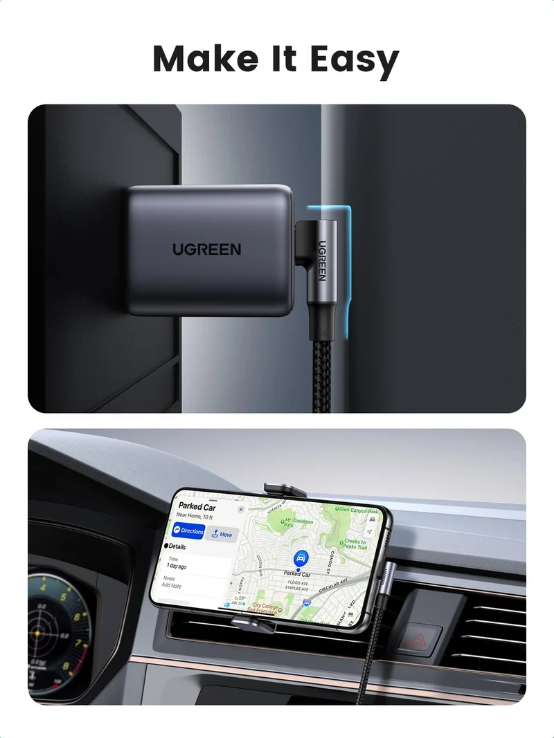 UGREEN 100W USB C Cable 90 Degree Type C Charging Cable 10FT