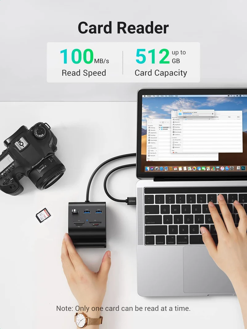 Ugreen USB 3.0 Hub Card Reader with Phone Stand