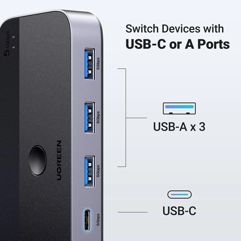 UGREEN USB 3.0 Switch 2 Computers Sharing USB C & A Devices