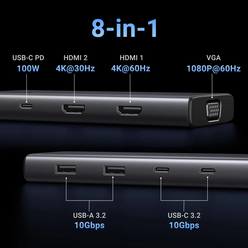 UGREEN 8 in 1 USB C 4K Docking Station Dual Monitor