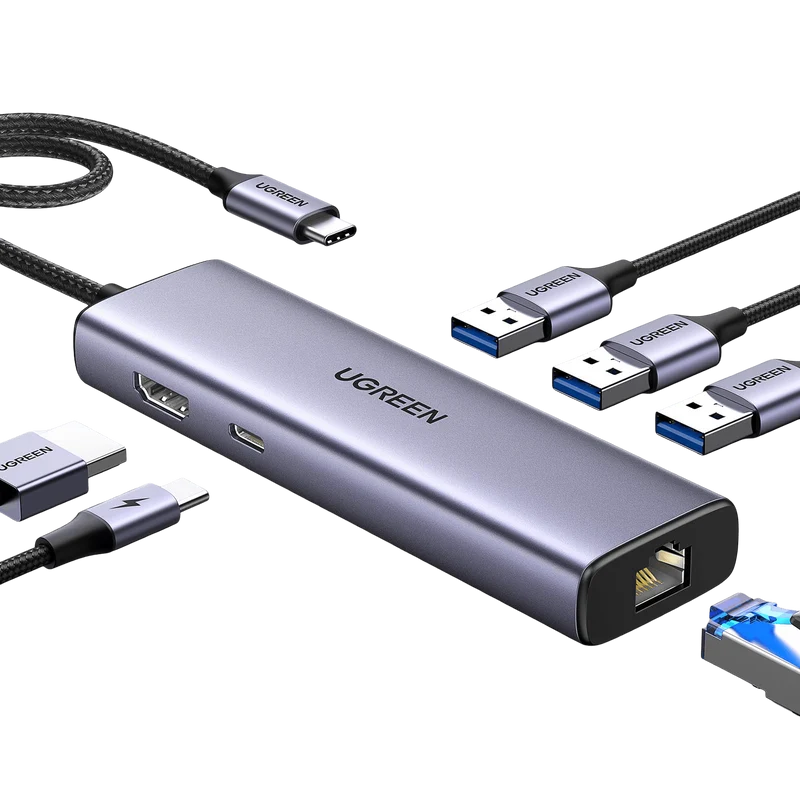 UGREEN Revodok 6 in 1 USB C Hub Gigabit Ethernet Adapter with 4K HDMI