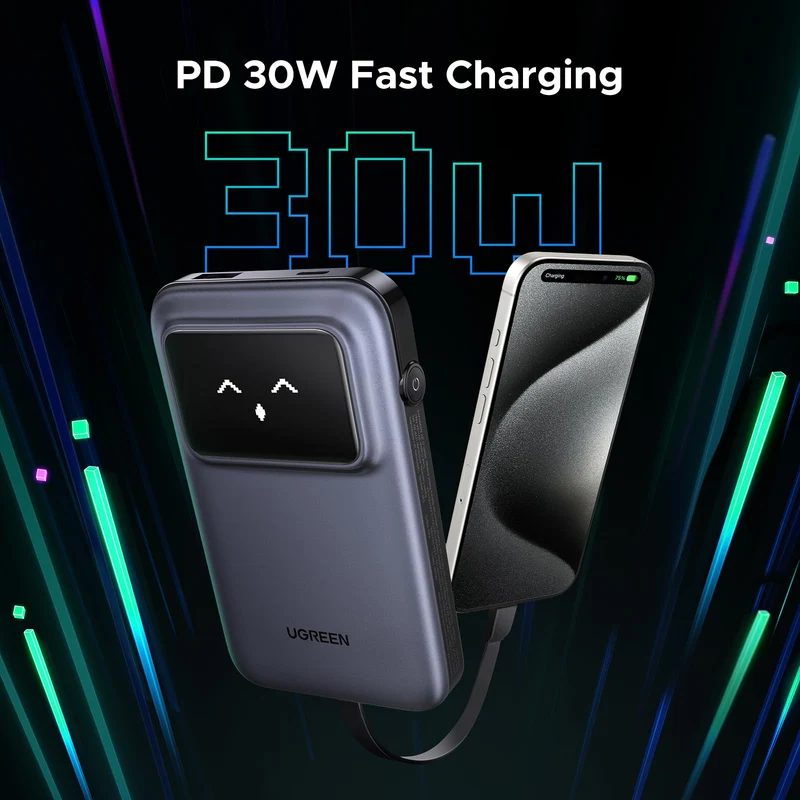 UGREEN Uno Power Bank 10000mAh 30W with Built-in Cable