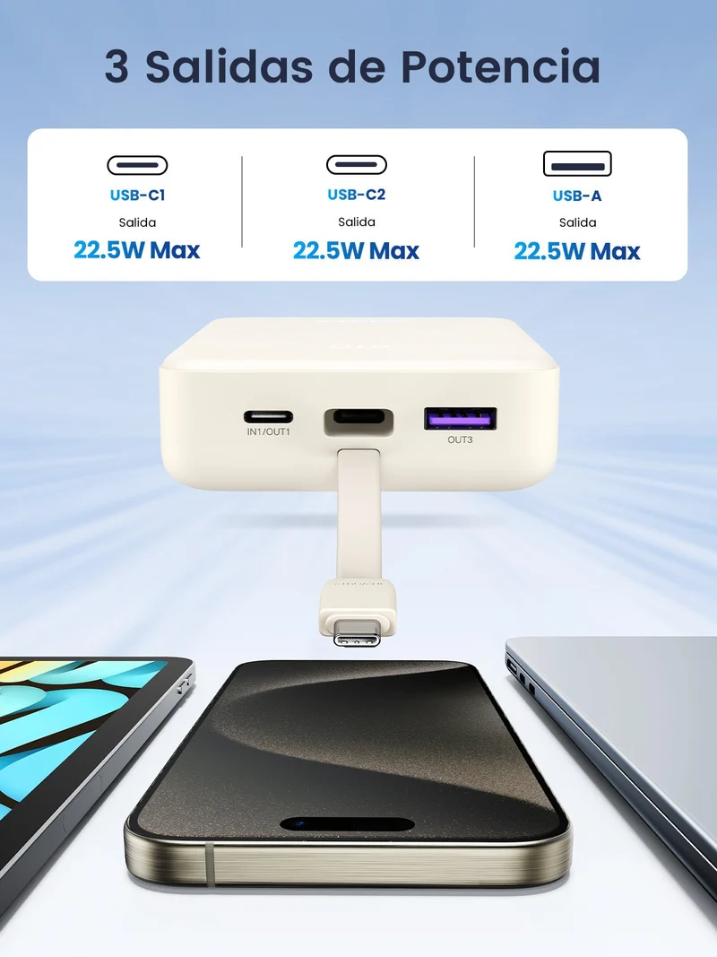 UGREEN Power Bank 20000mAh 22.5W with Built-in USB-C Cable