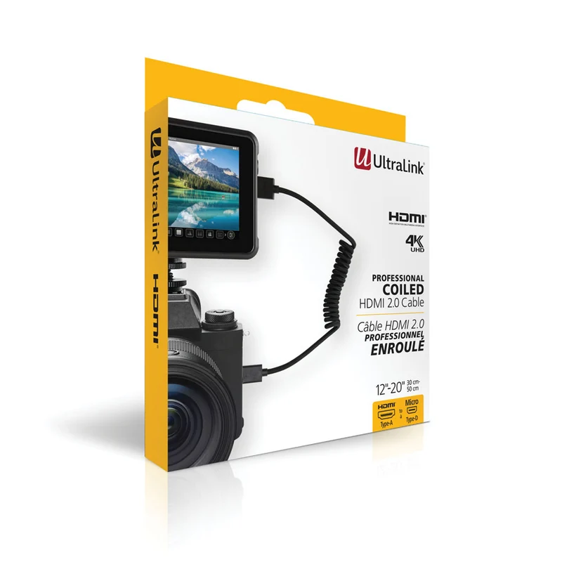 Câble Enroulé série Performance HDMI A à HDMI D 12po