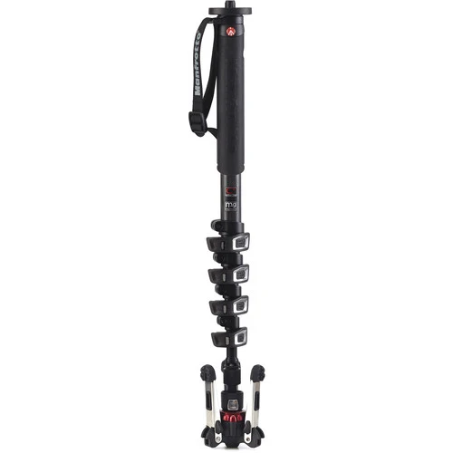 Monopied Vidéo Fluide XPRO 5 Sections en Fibre de Carbone MVMXPROC5 avec Base FLUIDTECH